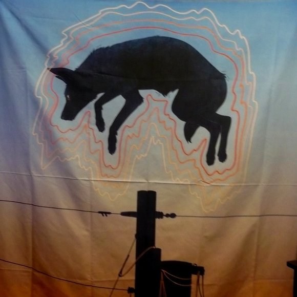 'Ghost Summer' Large Retro Dog Wolf Wall Tapestry - Picture 3 of 5